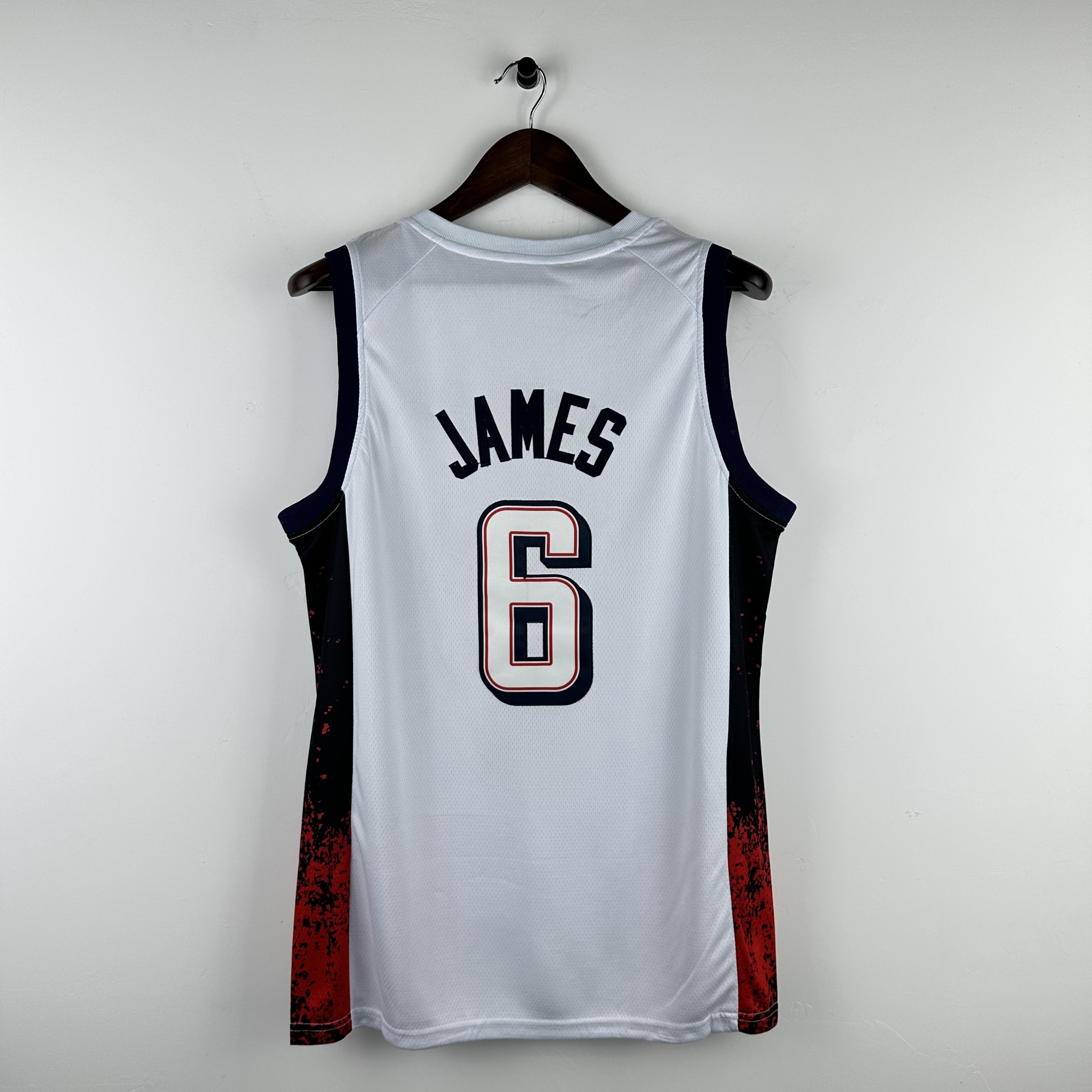 Embroidered 24th season US team white No. 6 James