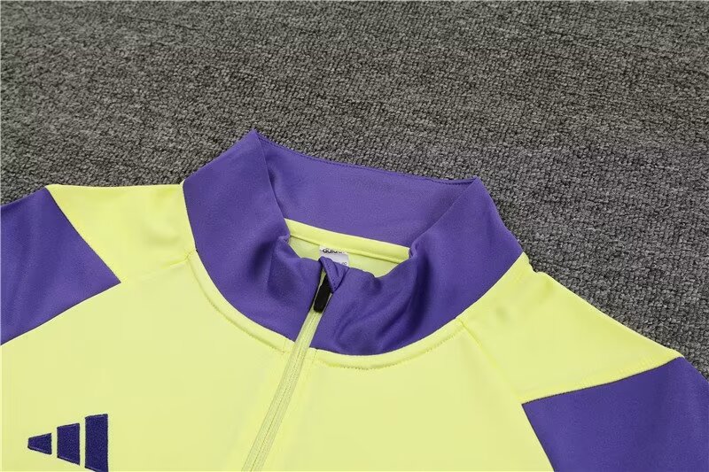 2023/2024 Real Madrid half-pull training suit light yellow suit 1:1 Thai quality suit