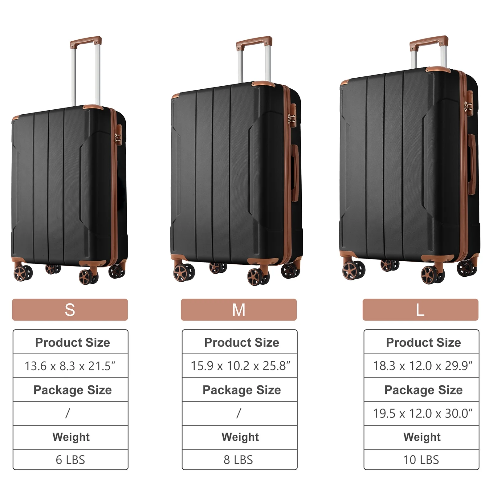 EUROCO 3 Piece Luggage Set, Expandable Hardshell Suitcase with TSA Lock and Double Spinner Wheels,ABS Lightweight Durable Travel luggage Set(20