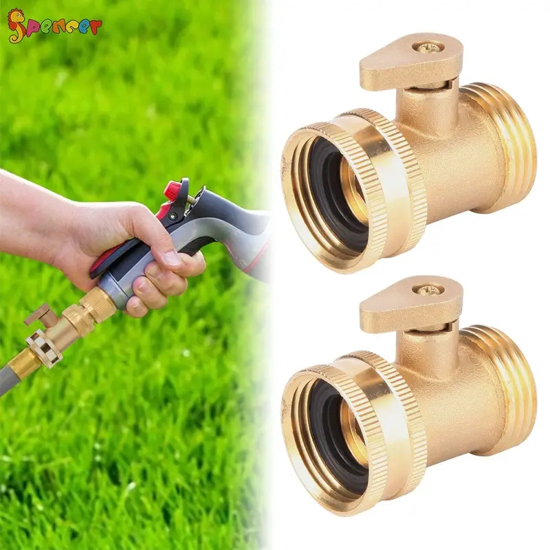 1/2Pack Garden Hose Brass Shut Off Valve. 3/4 Thread Heavy Duty Water Hose Connector Shut off Ball Valve Faucet Hose Adapter