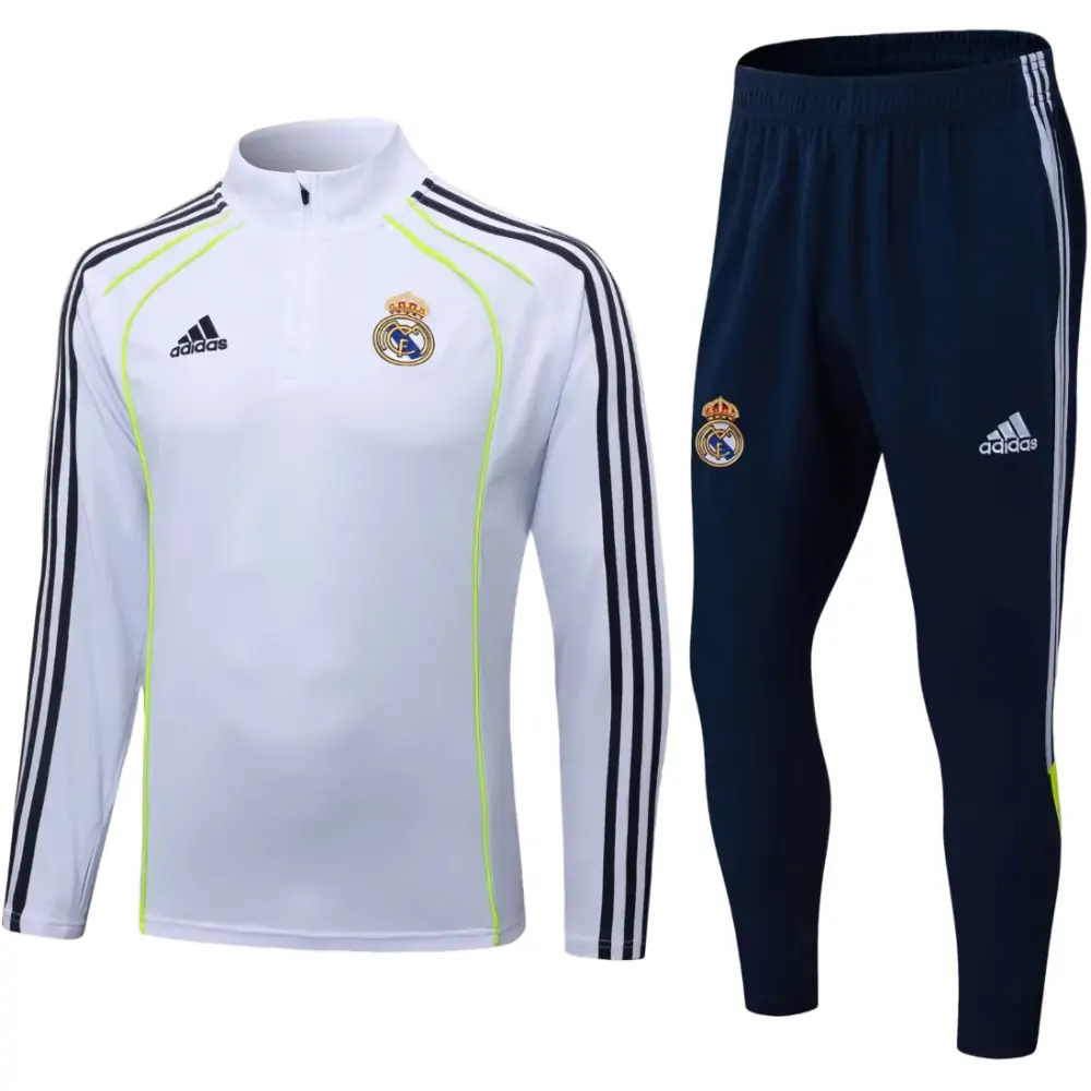 2025/26 Real Madrid White Retro Half-Zip Training Jersey