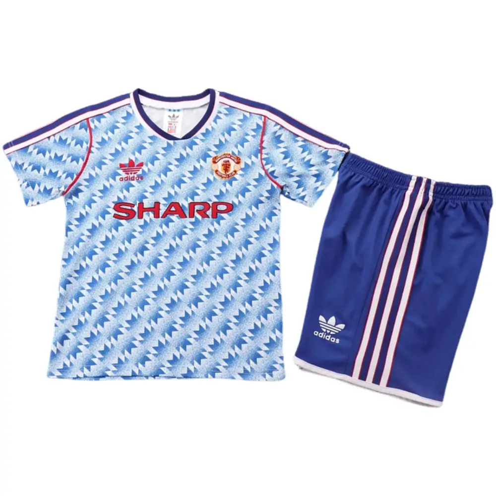 1990-92 Manchester United Away Retro Children's Jersey Set - Fans Edition