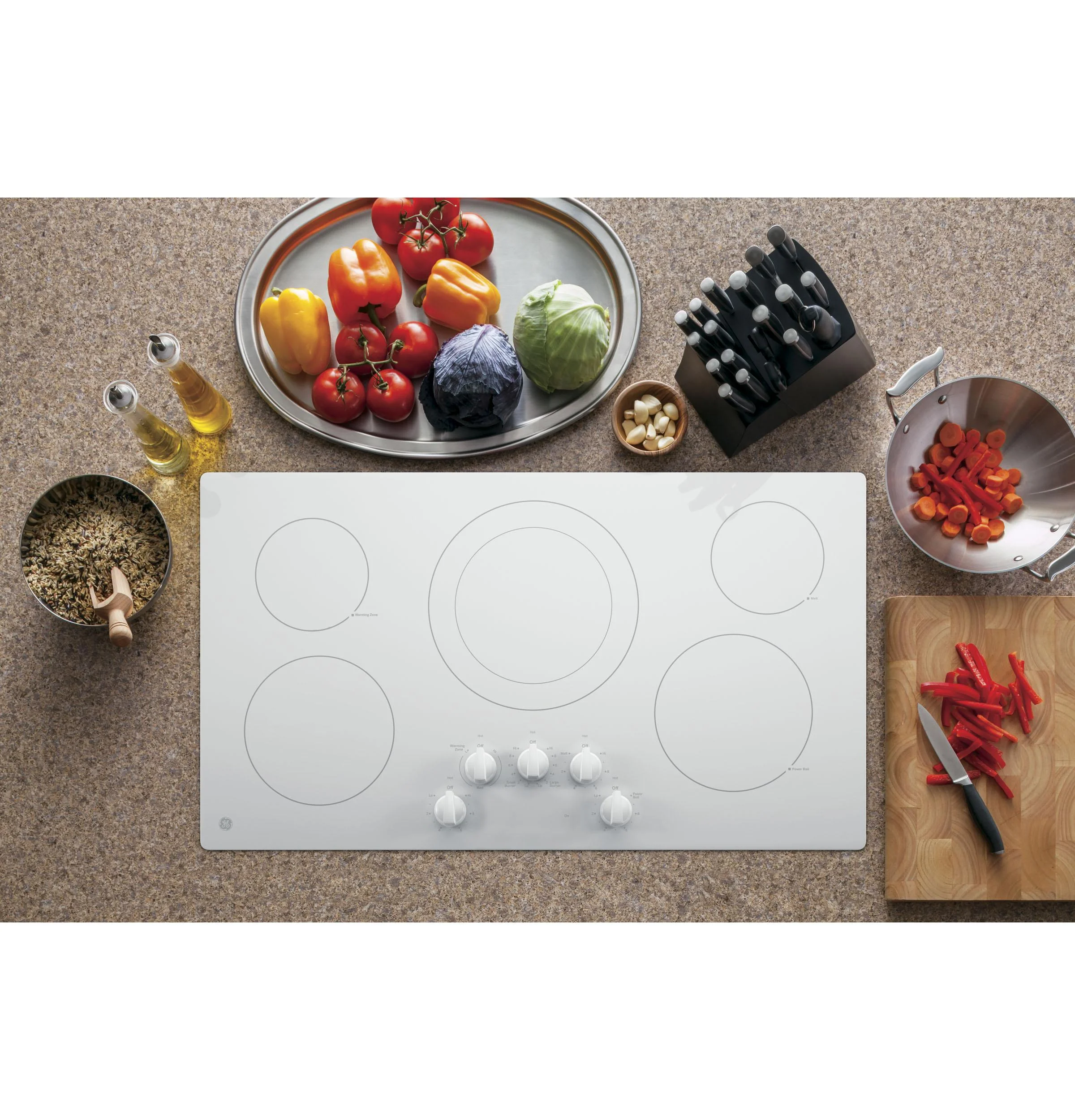 GE Appliances JP3036TLWW 36 Inch Electric Smoothtop Cooktop White