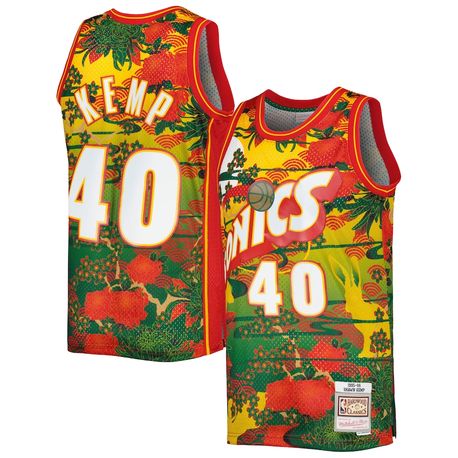 Men's Seattle SuperSonics Shawn Kemp Mitchell & Ness Gold Hardwood Classics Lunar New Year Swingman Jersey