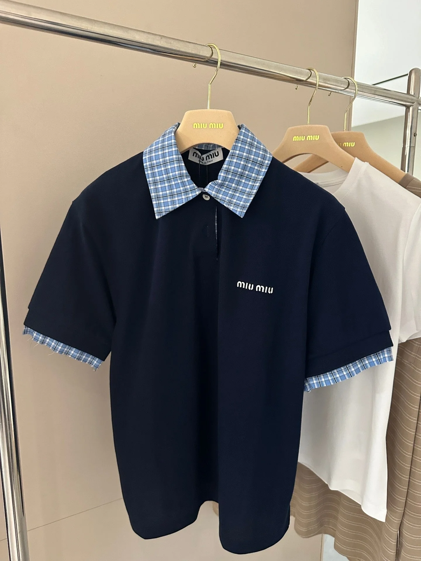 Plaid Contrast Faux Two-Piece Polo Shirt | Preppy Retro Style