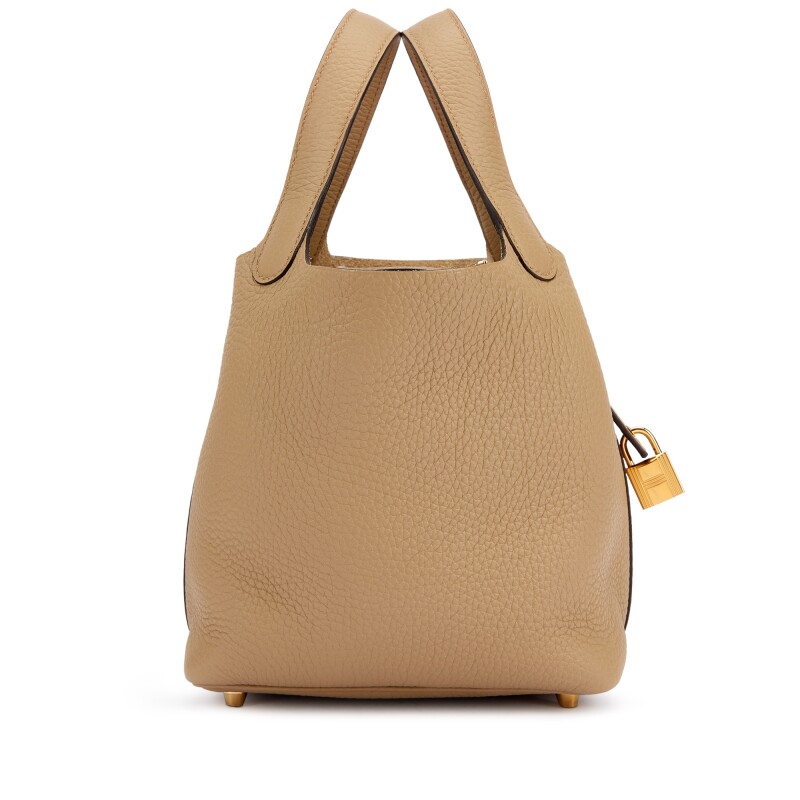 Beige Marfa Clemence Picotin Lock 18 Gold Hardware