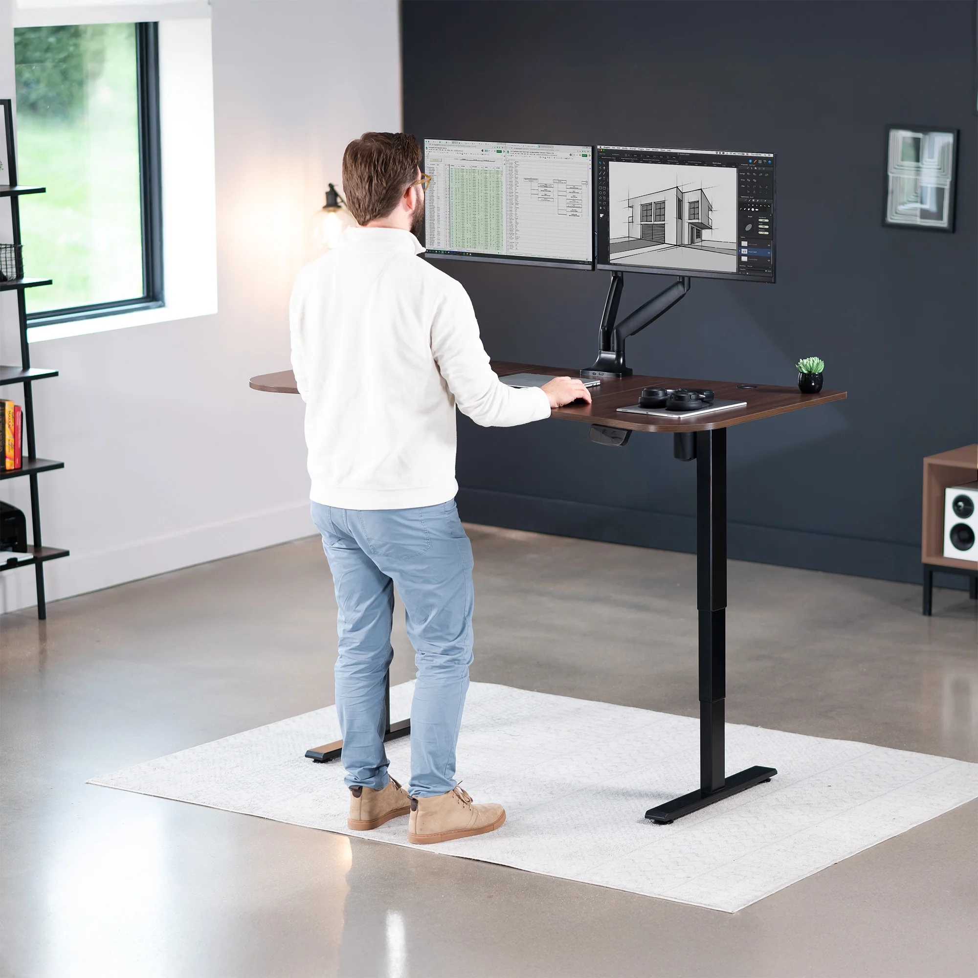 VIVO Reclaimed Wood / Black 63�?x 32�?Electric Height Adjustable Stand Up Desk