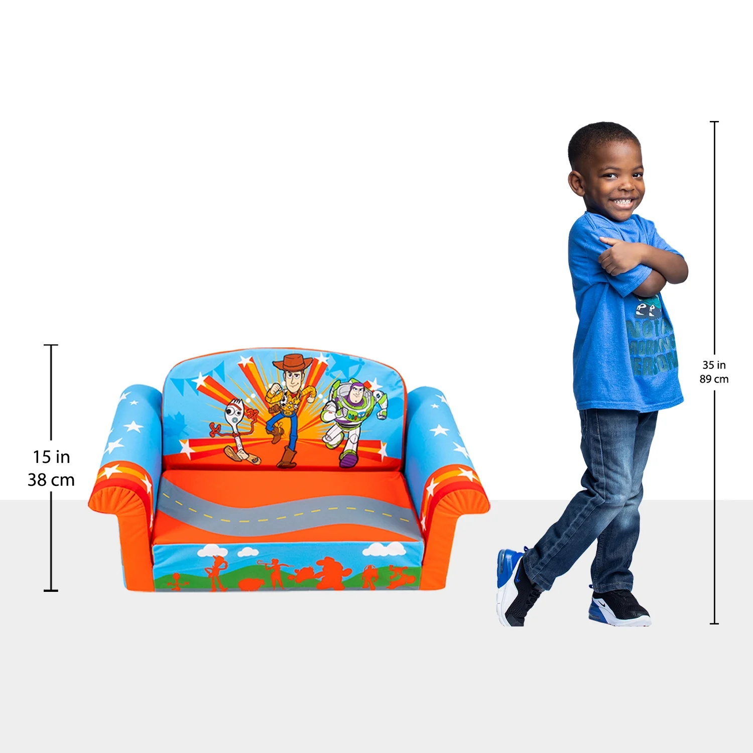 Marshmallow Furniture 2 Pack 2-in-1 Flip Open Foam Sofa Bed, Toy Story 4