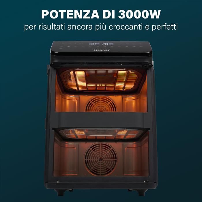 PRINCESS - Friggitrice ad aria DUAL VERTICAL-Nero
