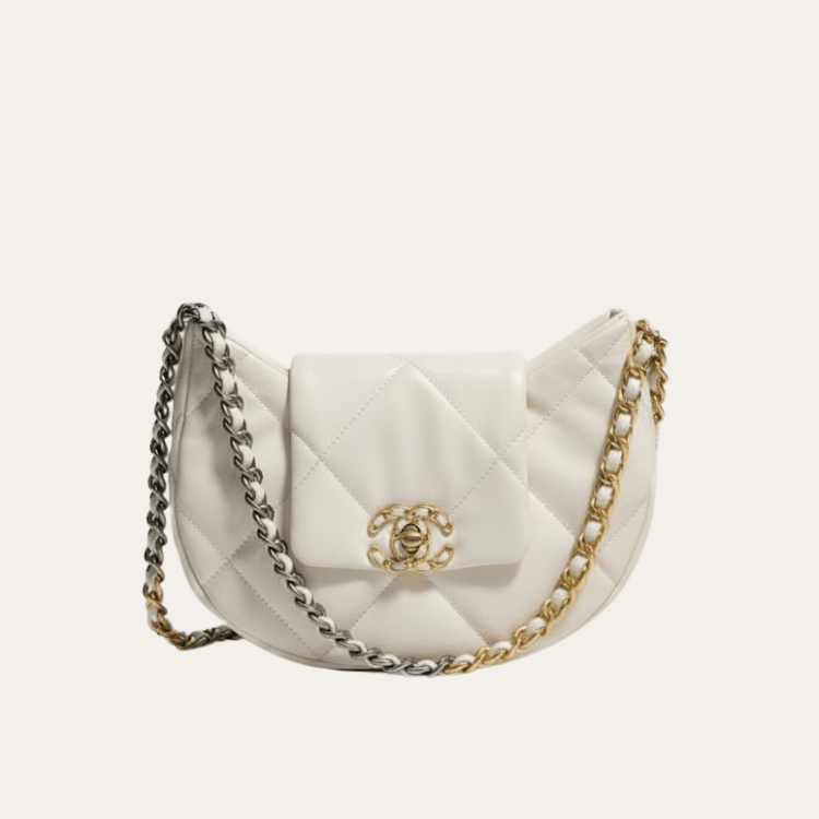Chanel Vintage-Style Hobo Bag White 11.4 Inches