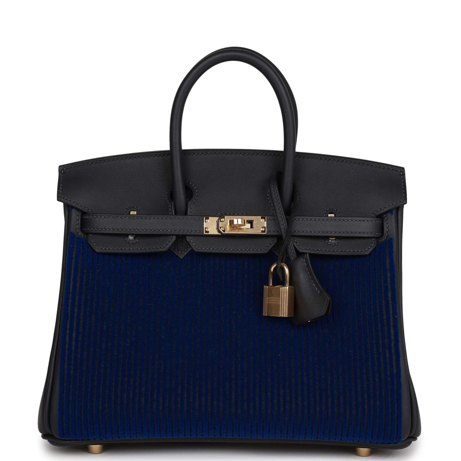 Birkin 25 Cote-a-Cote Tuffetage Bleu Saphir and Caban Swift Permabrass Hardware
