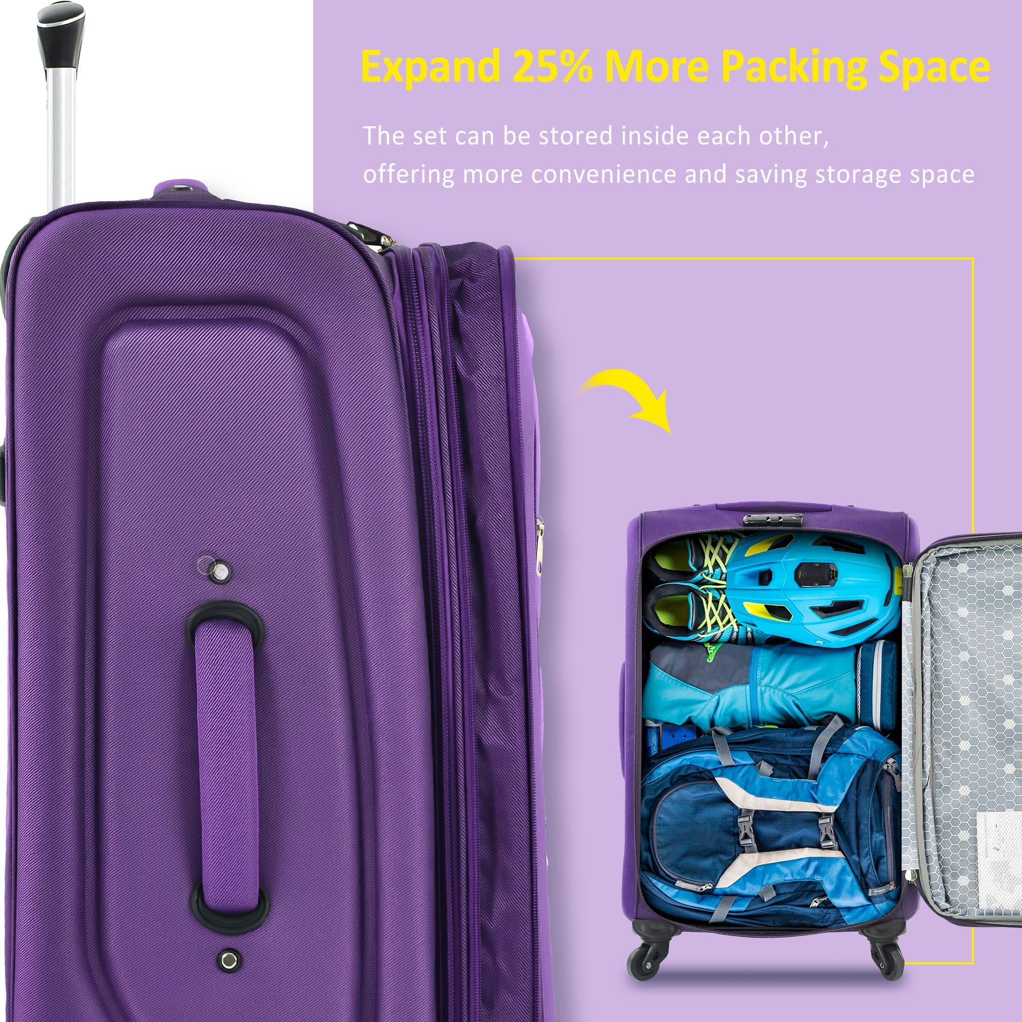 Zimtown 22in 26in 30in Softside Luggage, Expandable 3 Piece Set Suitcase Lightweight Luggage Travel Set, Black
