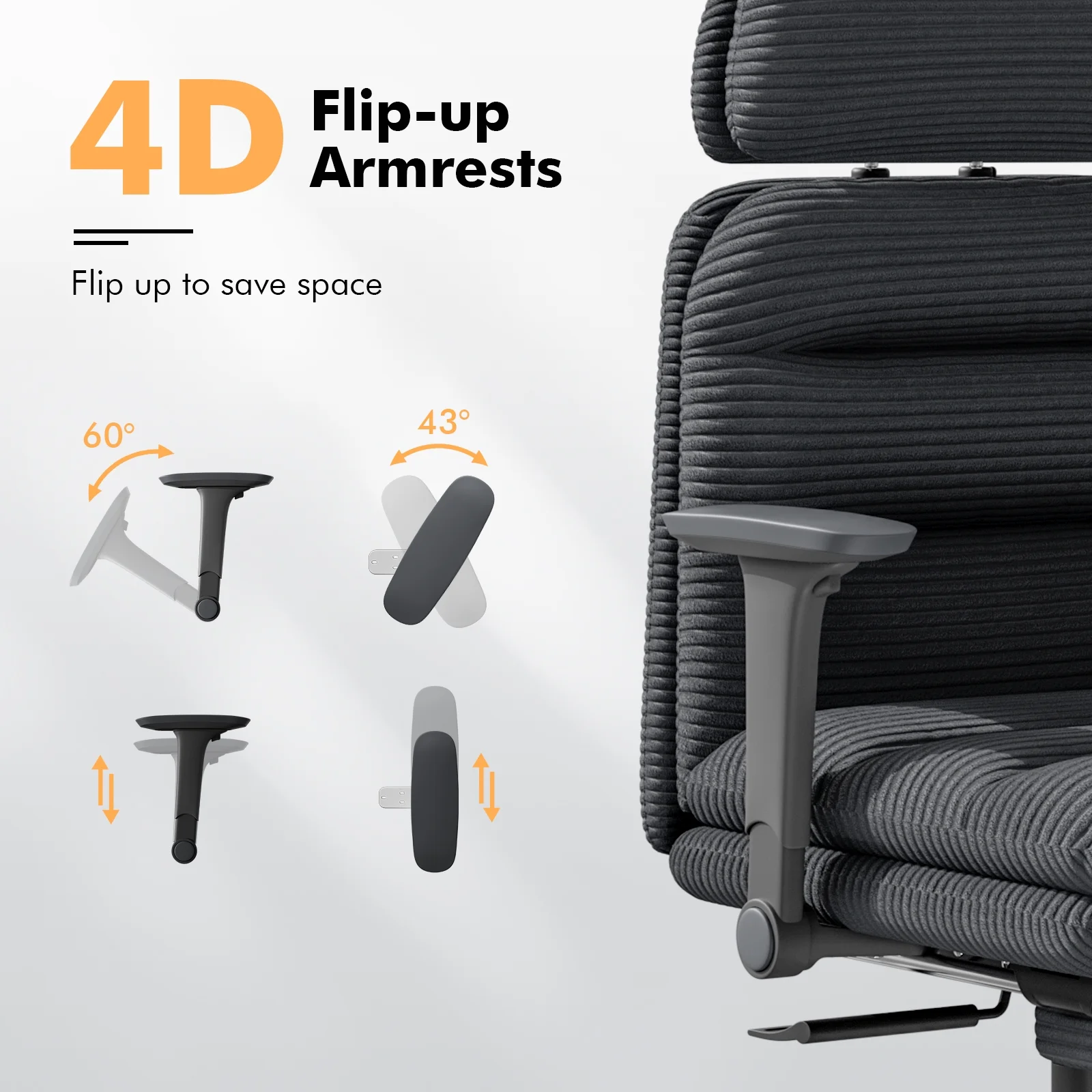 Ninecer Ergonomic Office Chair with Footrest, Big and Tall Computer Desk Chair for Adults, Adjustable Swivel Chair with Headrest Lumbar Support, Black