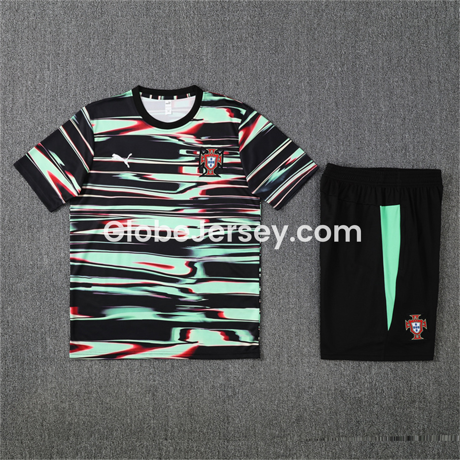 Portugal 25-26 Short-Sleeve Training Set - Camouflage top & Black Shorts