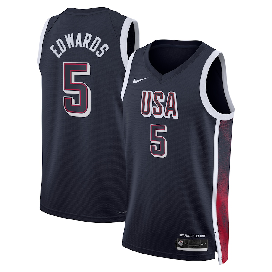 2024 Paris Olympic Games USA Dream Team #5 Anthony Edwards Hot Pressed Jersey