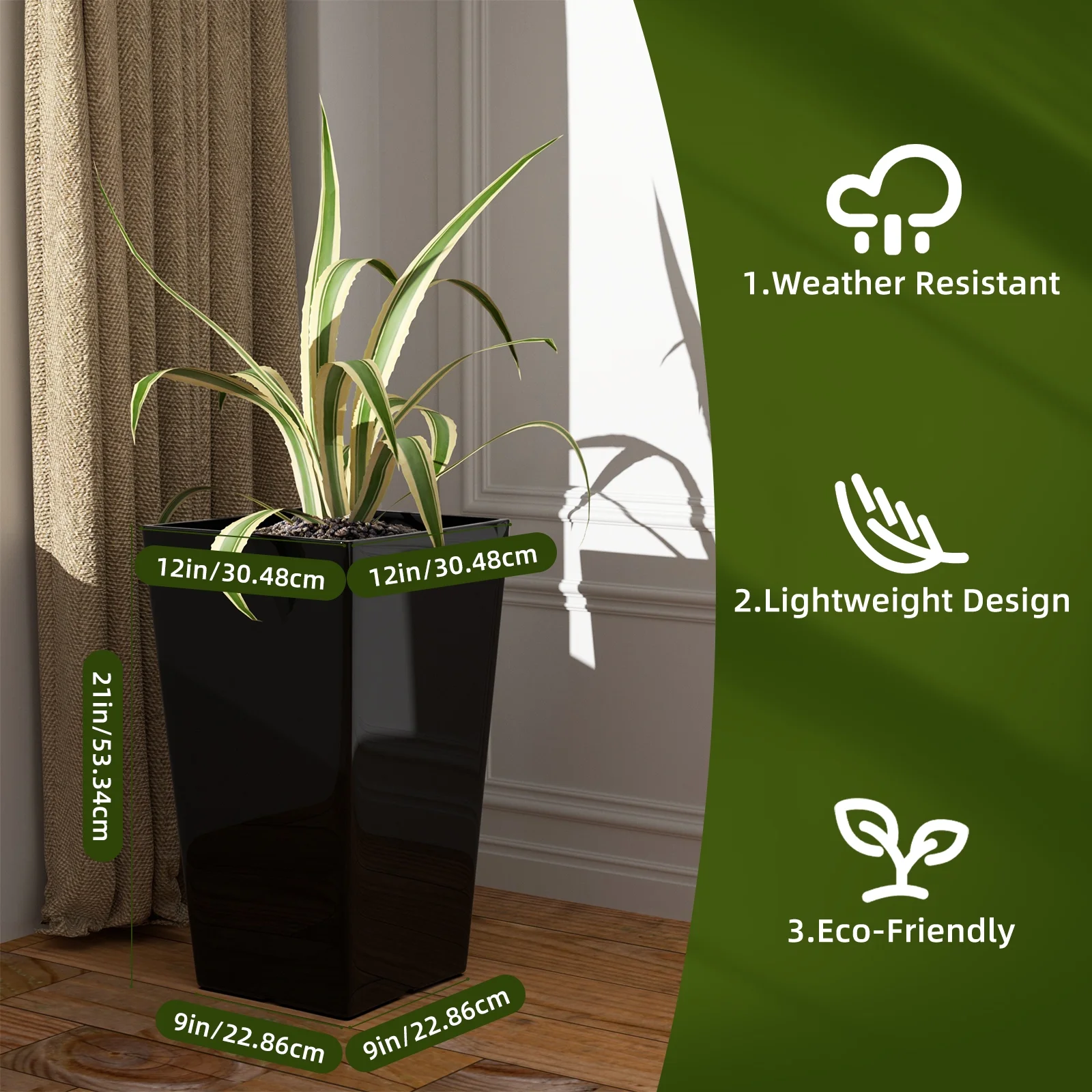 QCQHDU Large Planters for Outdoor Plants Flower Pots Set of 2,Tall Planters for Outdoor Plants,21 inch Outdoor Planters for Front Porch Planters��White��