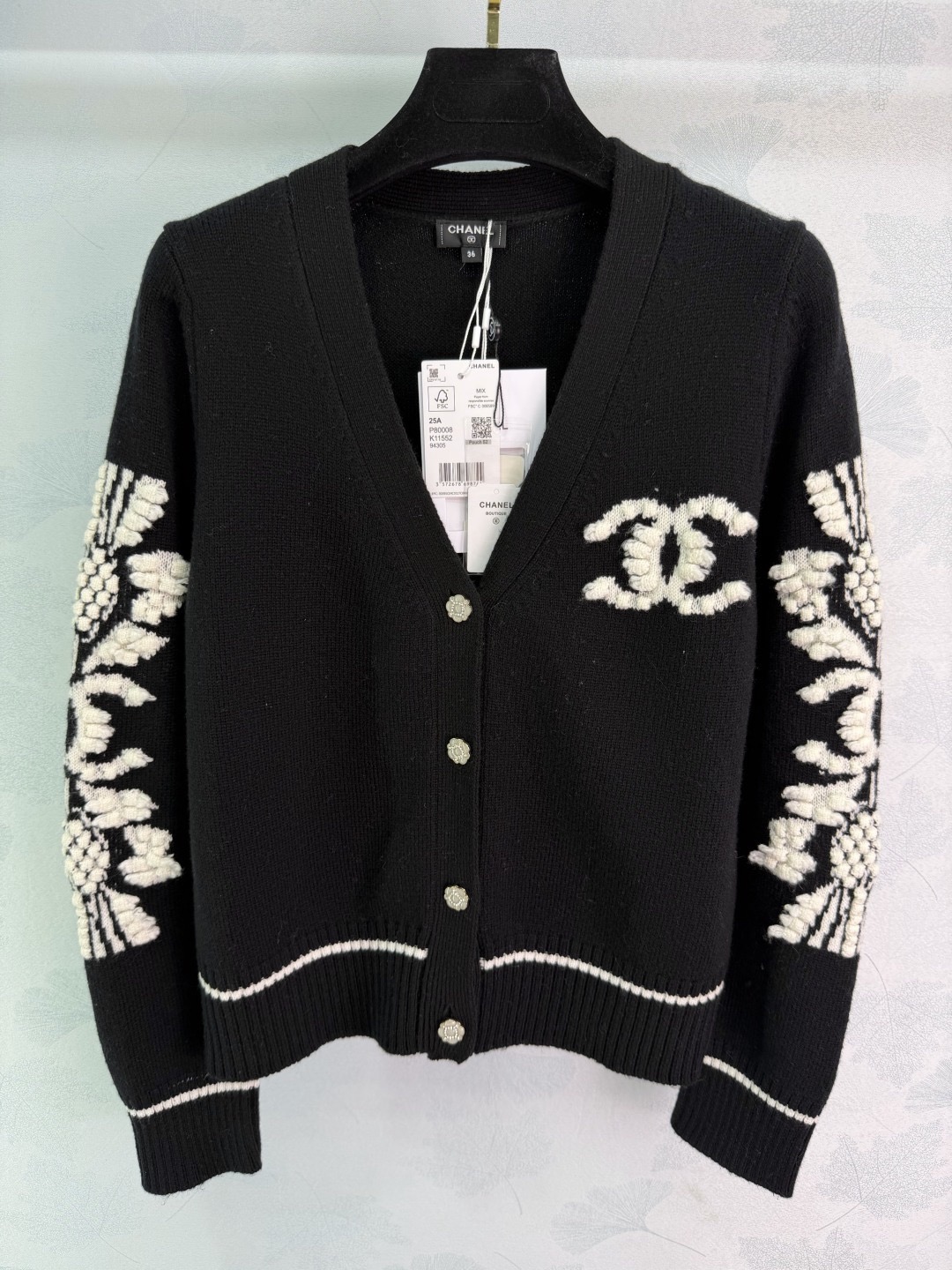 Camellia V-neck knit cardigan