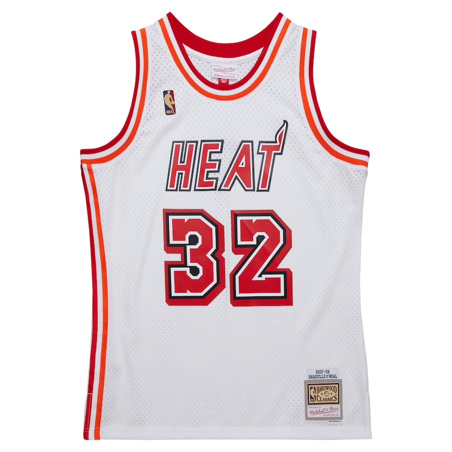 Men's Miami Heat Shaquille O'Neal Mitchell & Ness White 2007/08 Hardwood Classics Swingman Jersey