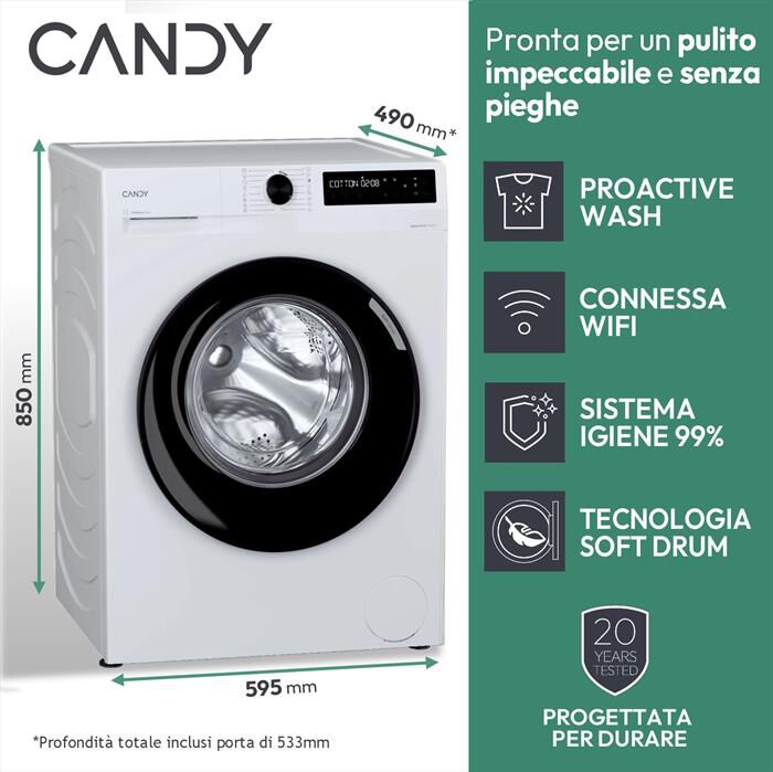 CANDY - Lavatrice BR 48B6-S 8 Kg Classe A-White
