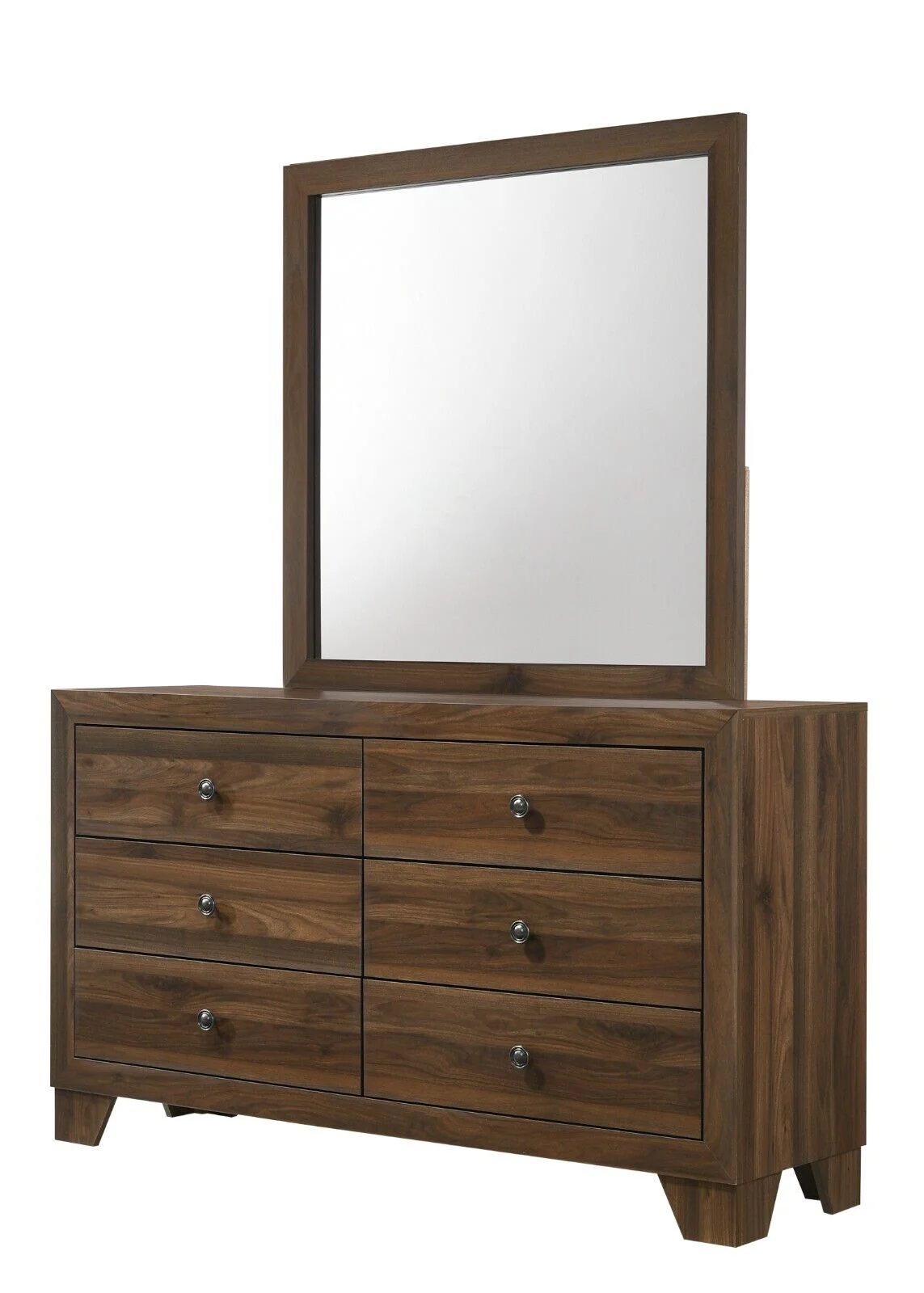 Beautiful Brown Cherry Finish 4Pc Full Size Upholstered HB Panel Bed Set Wooden Bedroom Furniture