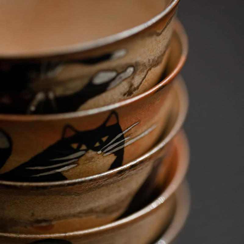 Buddha Stones Small Cute Cat Teacup Kung Fu Tea Cup 60ml