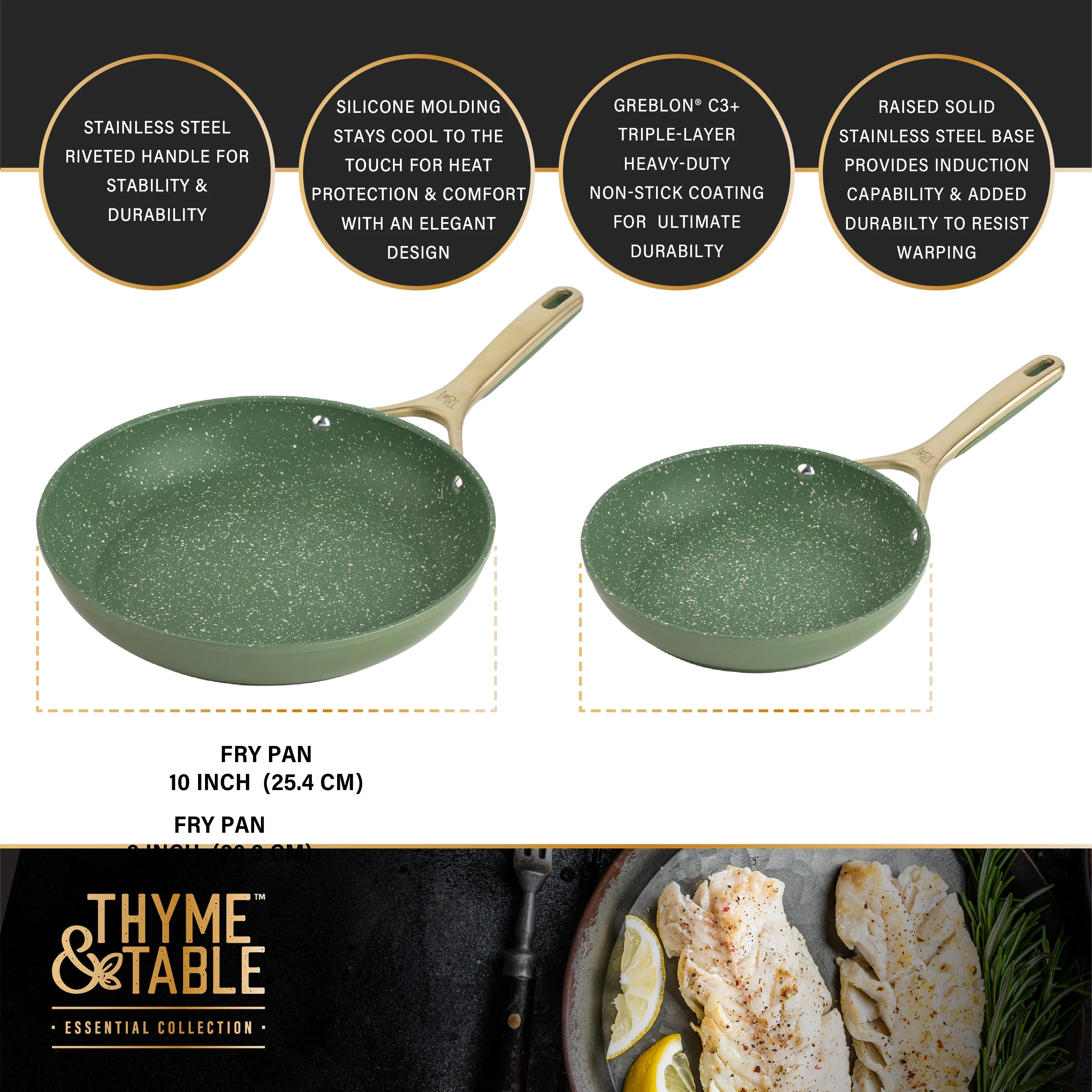 Thyme & Table 12-Piece Non-Stick Supreme Cookware Set, Pots and Pans Set - Cream