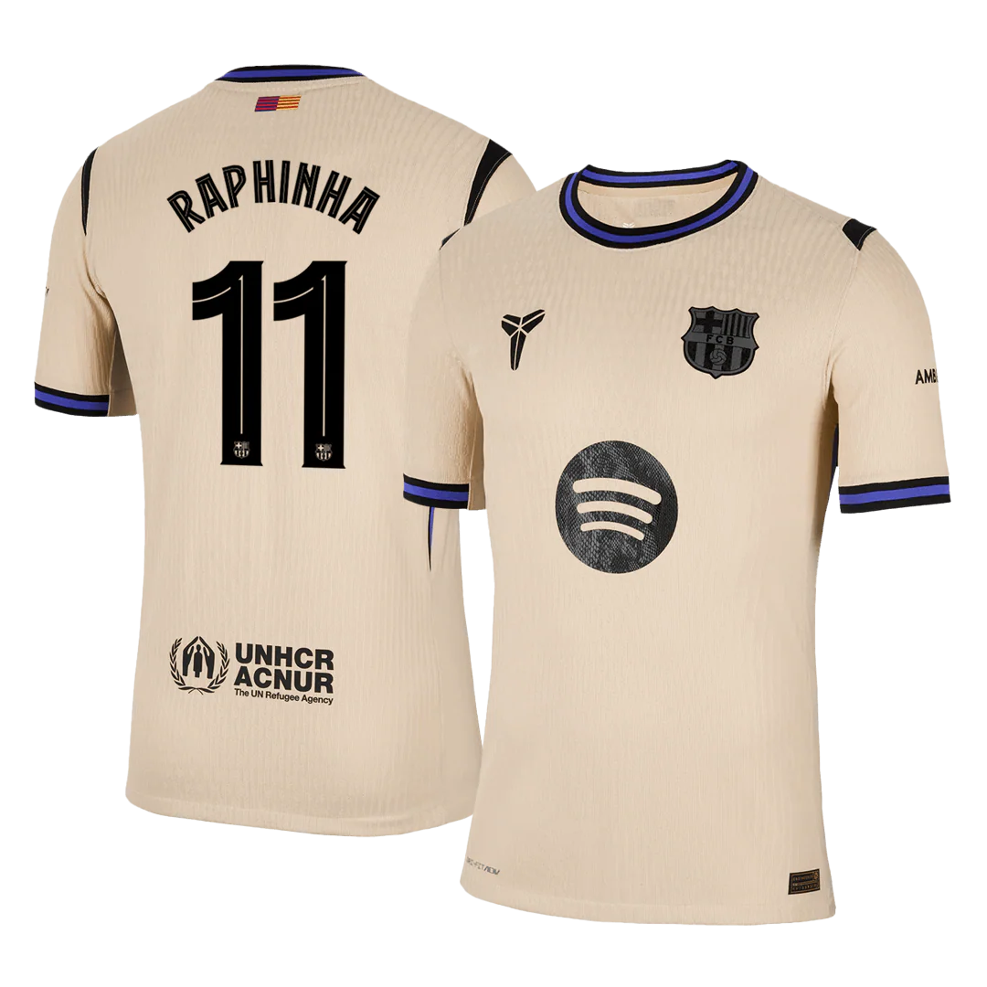 RAPHINHA #11 Barcelona Away Player Version Soccer Jersey 2025/26 - UCL
