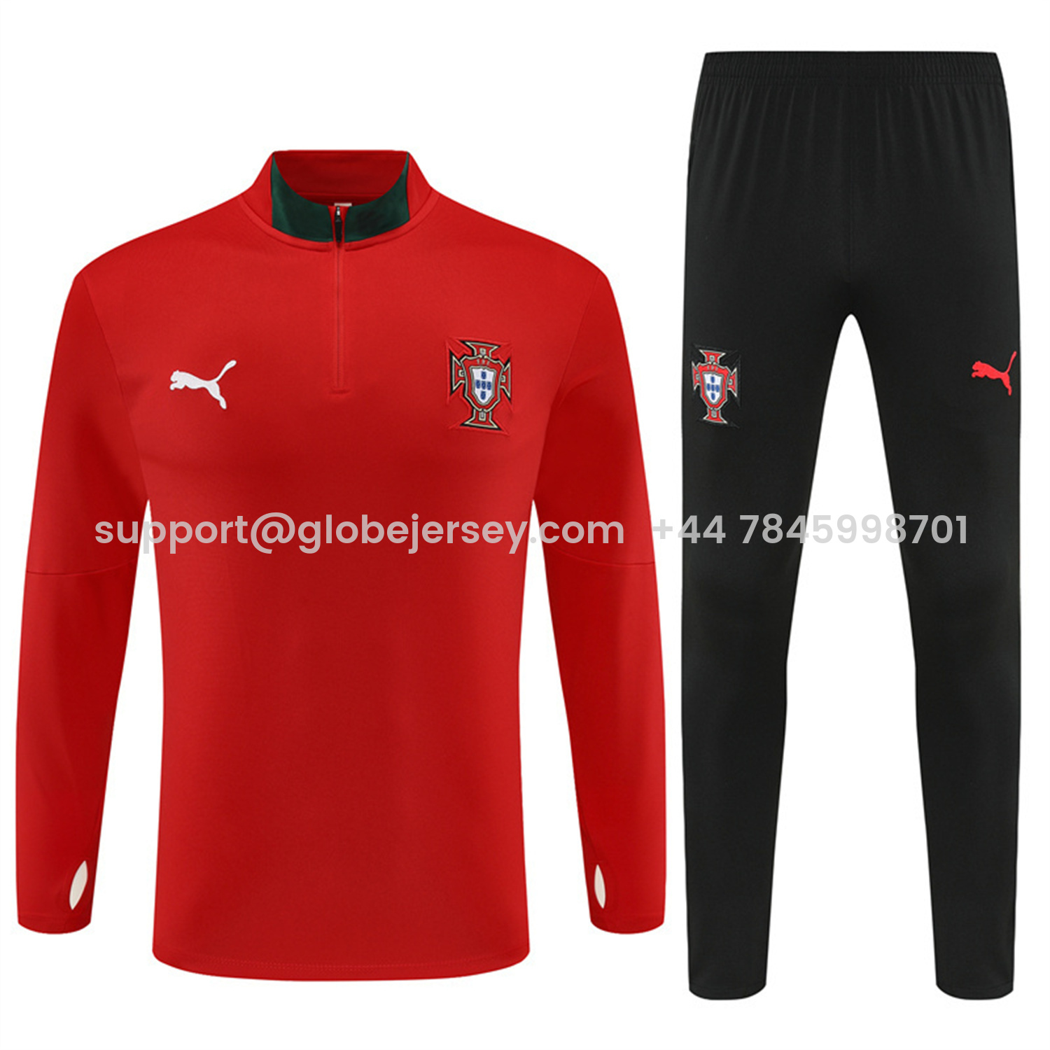 Portugal 25-26 Long Sleeve Training Set - Red Top & Black Pants