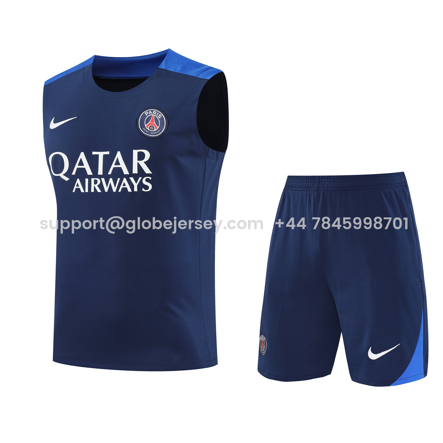 Paris Saint-Germain PSG 25-26 Vest Training Set - Royal Blue Vest & Royal Blue Shorts