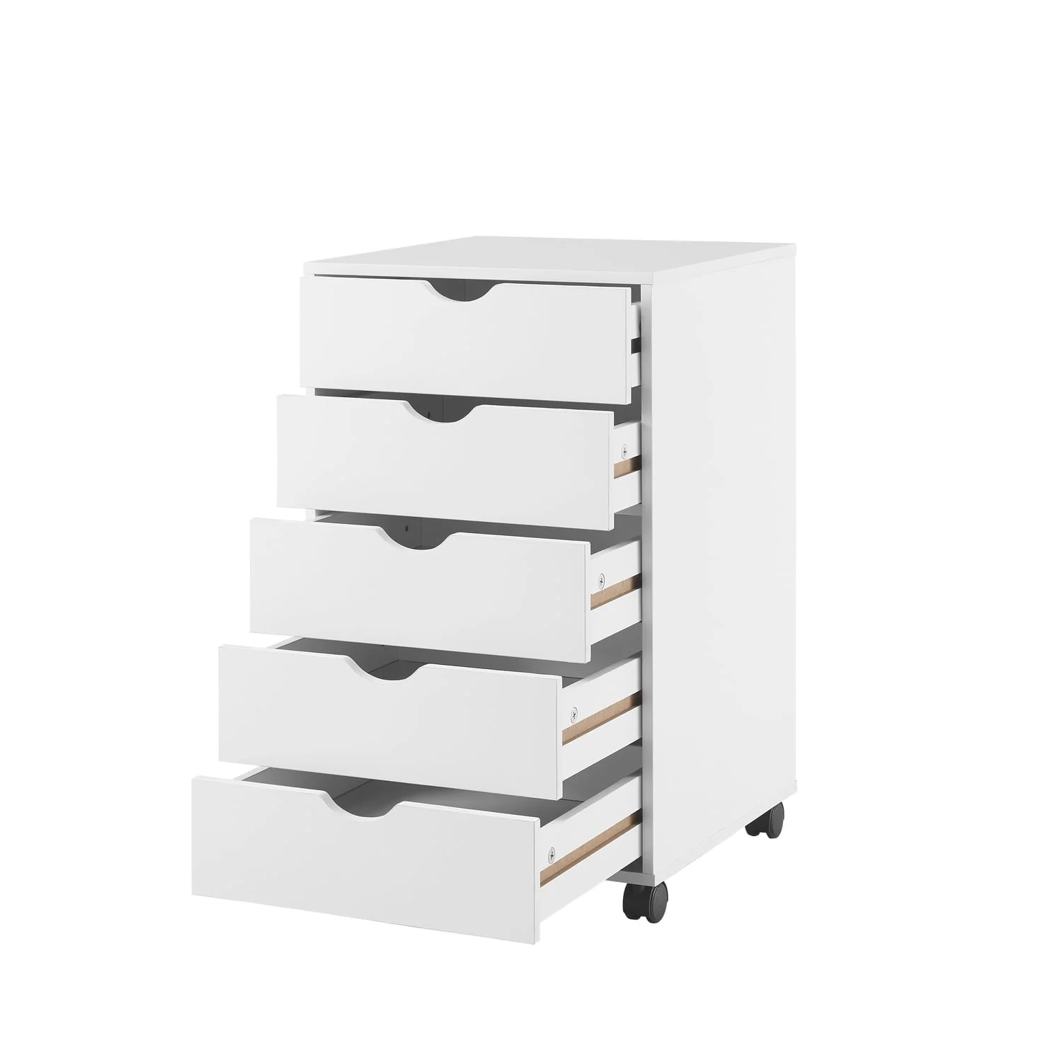 Naomi Home 5 Drawer Office Storage File Cabinet, Under desk storage file cabinets for Home Office, Office Organization Filing Cabinet with Wheels, Printer stand with storage, 180 lbs Capacity – White
