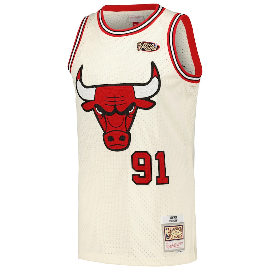 Dennis Rodman Chicago Bulls Mitchell & Ness Chainstitch Swingman Jersey - Cream