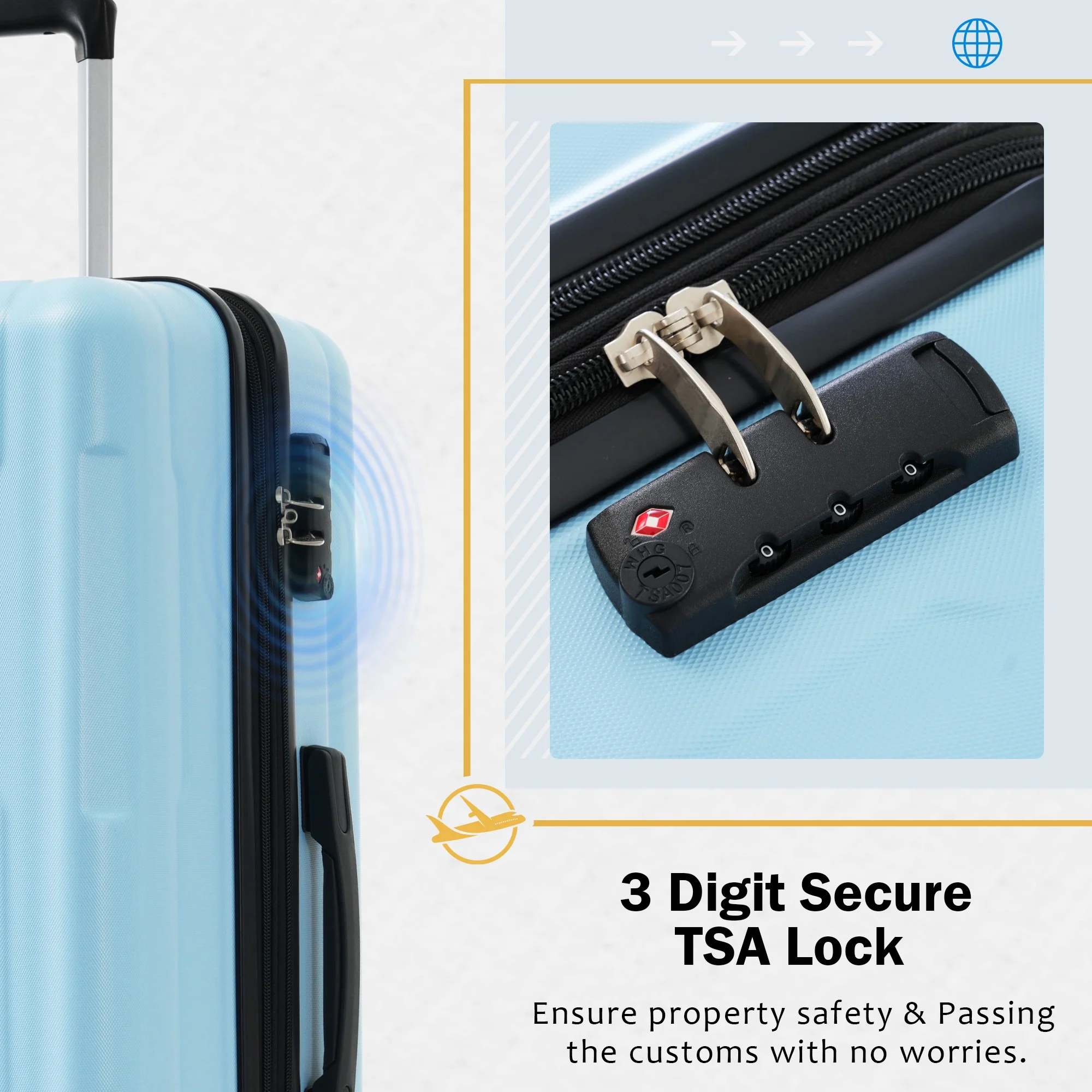 imerelez 2 Piece Luggage Set with Bags Expanable Spinner Wheels ABS Lightweight Suitcase with TSA Lock 20inch+28inch