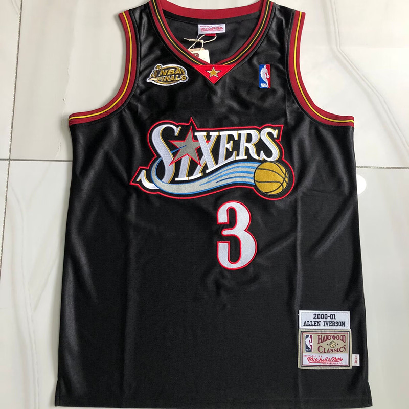 Mercerized Black #3 Allen Iverson 2000-01 Season AU Full Embroidery