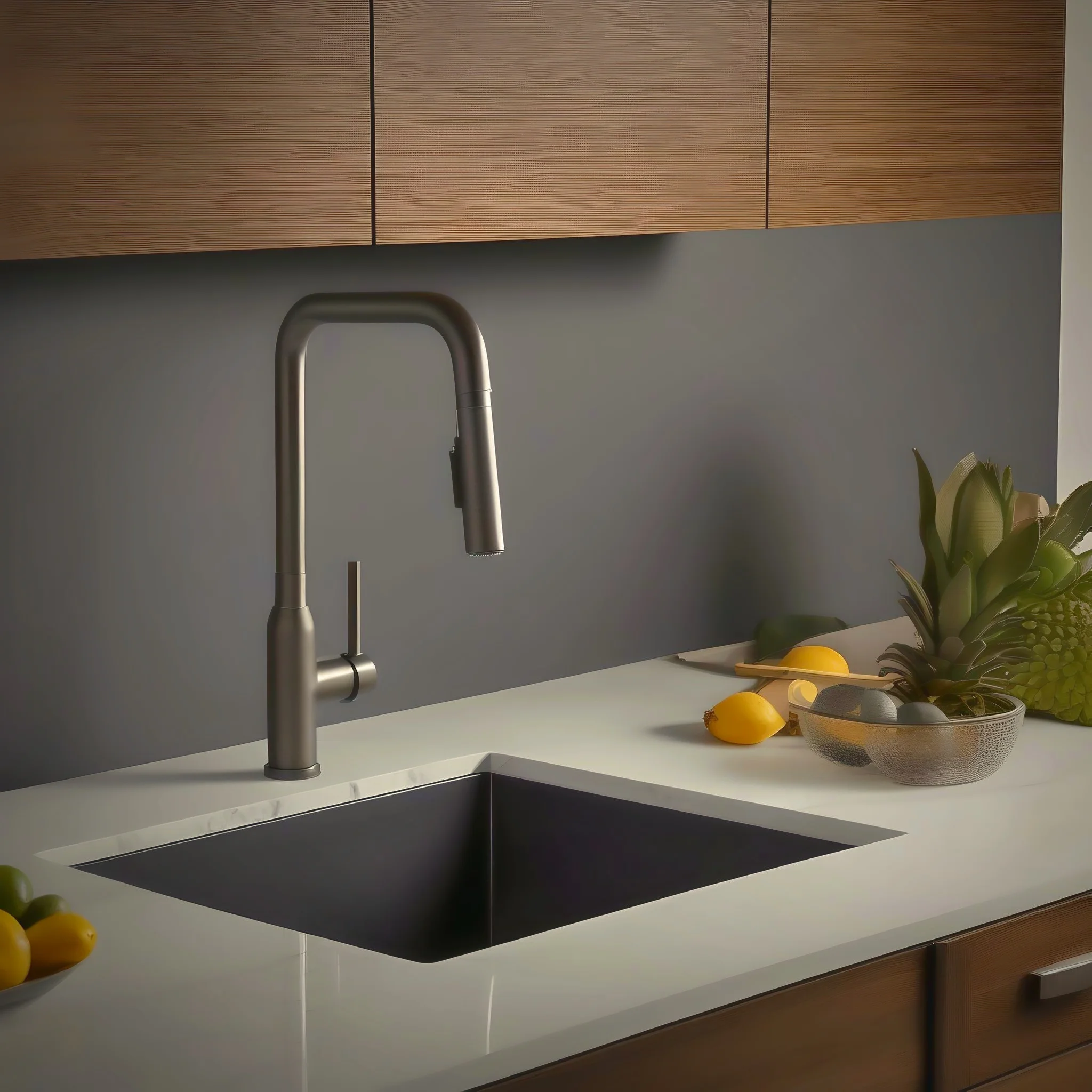 Houzer Quartztone 16 in Slate Granite Composite Dual Mount Topmount or Undermount Single Bowl Bar Sink - E-100 SLATE