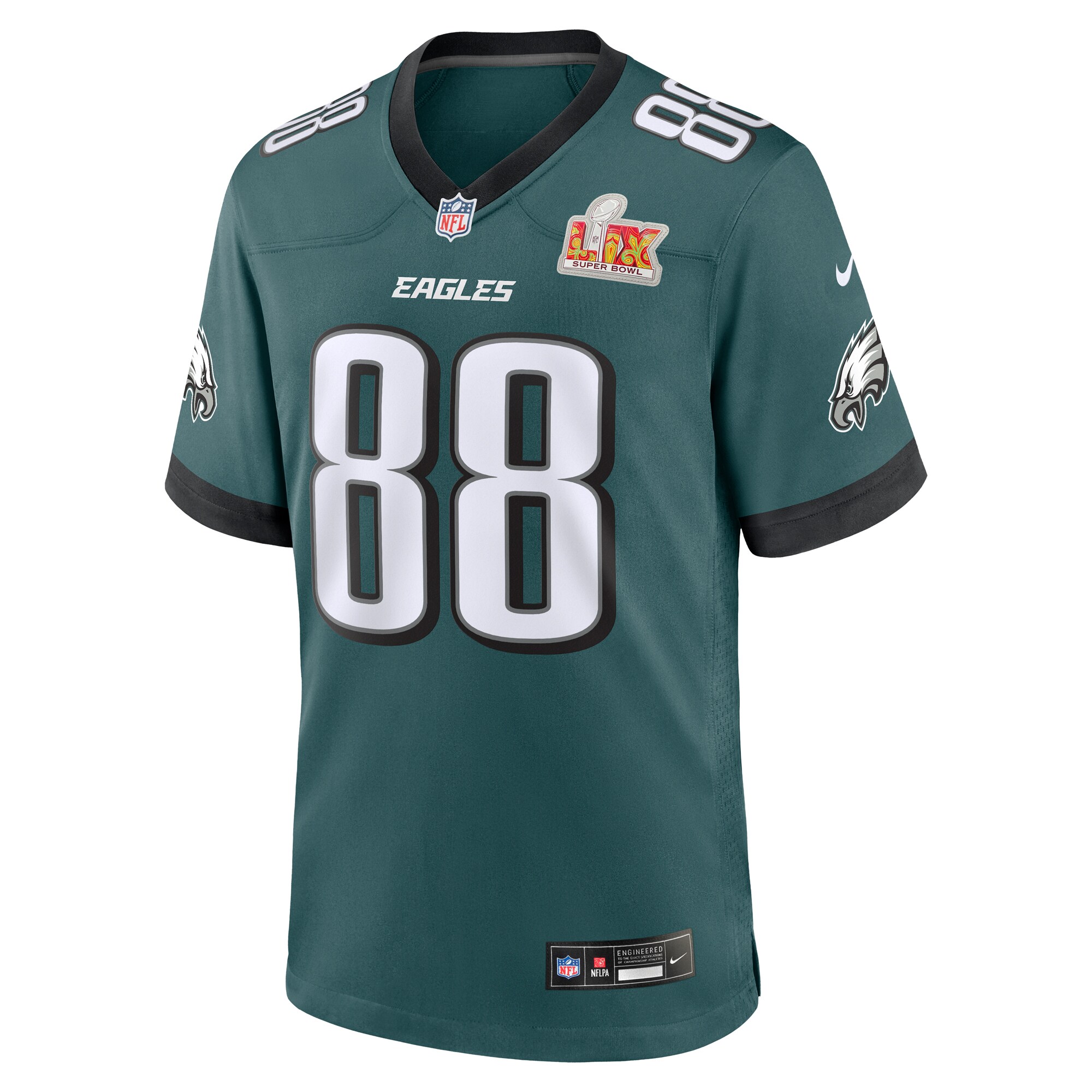 Men's Philadelphia Eagles Dallas Goedert Midnight Green Super Bowl LIX Game Jersey