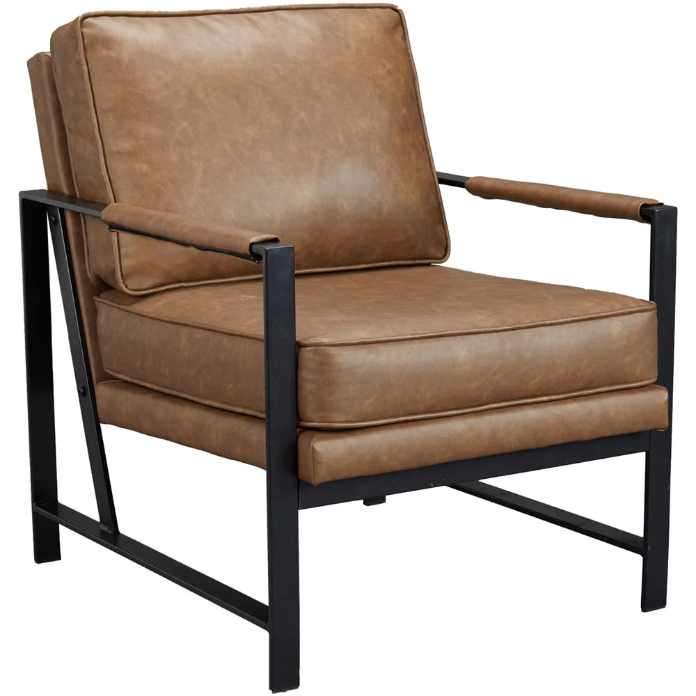 Yaheetech Upholstered Faux Leather Accent Chair,Brown