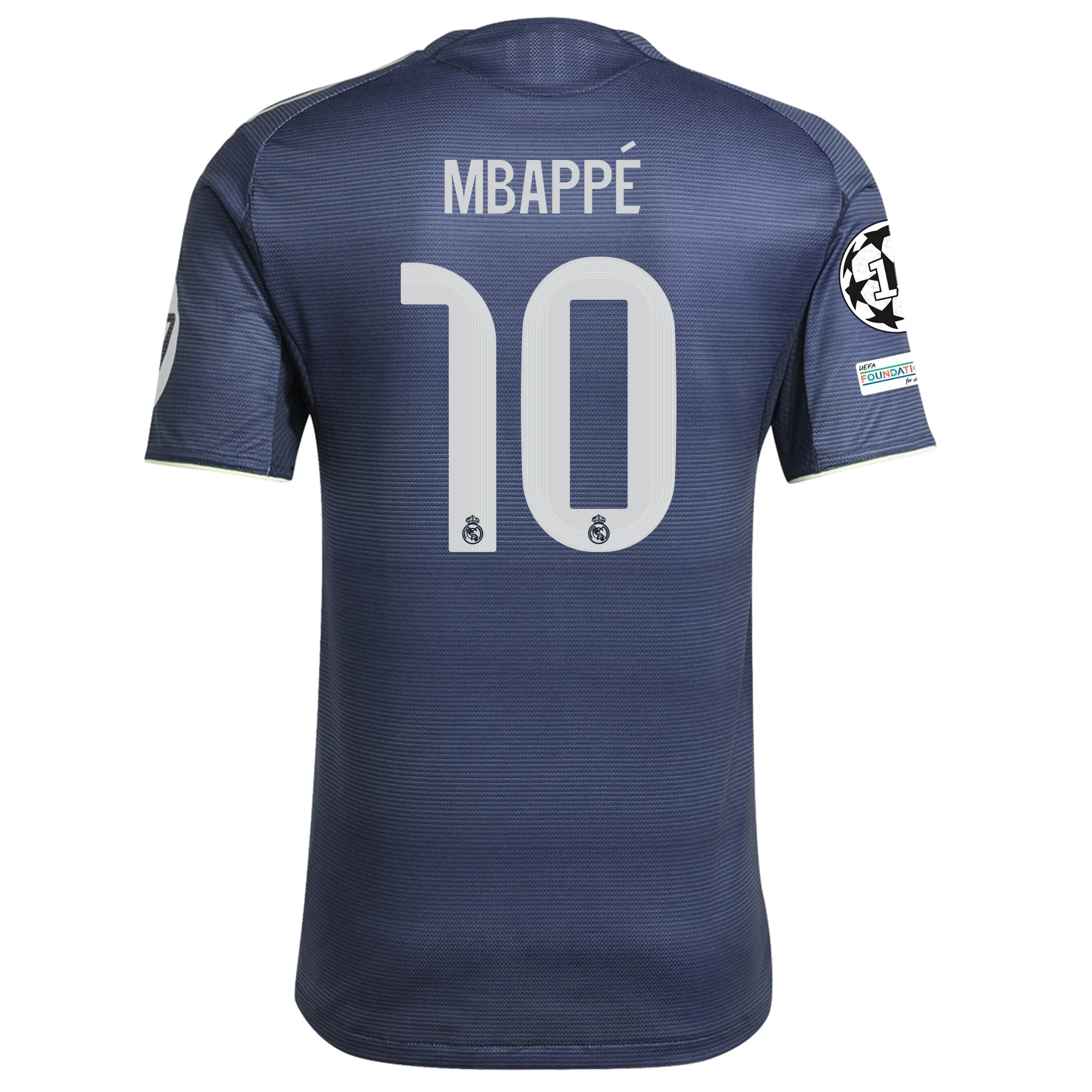 adidas Kylian Mbappe Real Madrid Authentic Away Jersey 25/26 w/ Champions League Patches (Legend Ink)