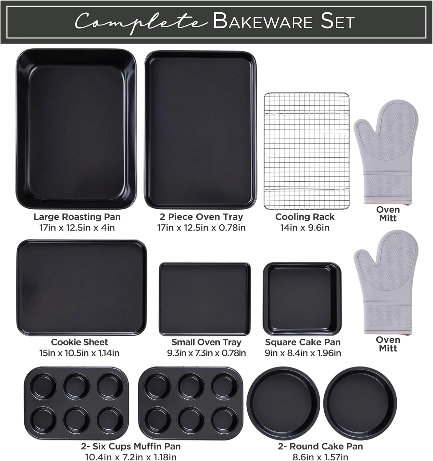 Country Kitchen 13-Piece Nonstick Cookware and Bakeware Set - Pots and Pans Collection with Stackable Design, Cream