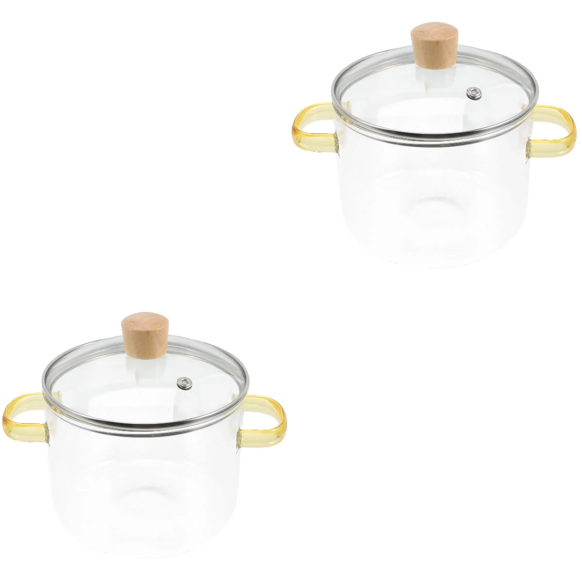 Homemaxs 2pcs Clear Glass Stockpot with Lid and Double Ear Noodle Cooking Pot Ramen Pot Glass Cookware