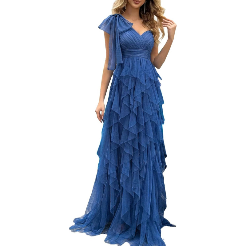 Summer Women Tulle Prom Dress Elegant Bow