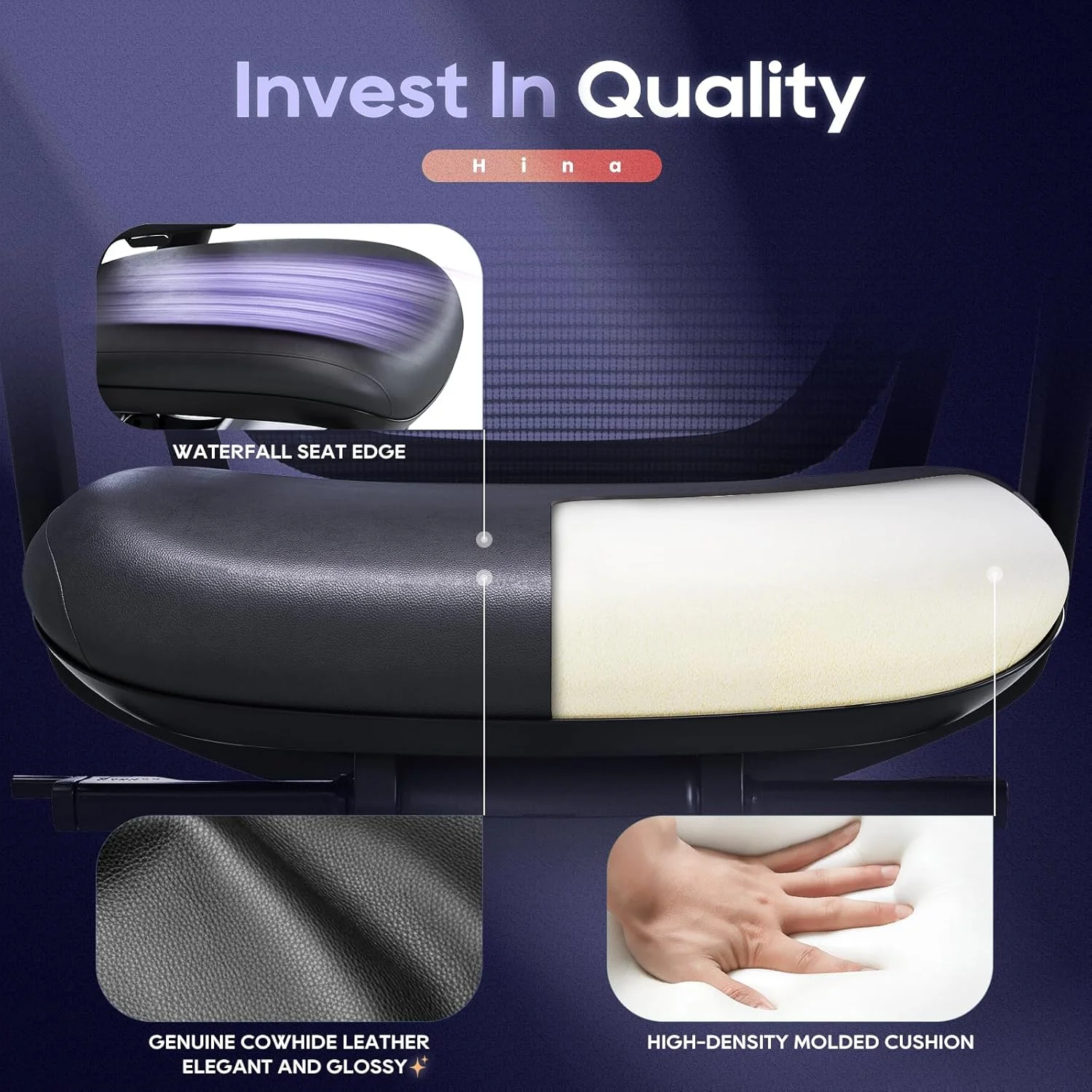 Ergonomic Office Chair, High Back Mesh Desk Chair with Adjustable Lumbar Support, Reclining Backrest, 4D Armrests, Breathable Mesh, Comfortable Computer Chair for Home Office, Work,Study