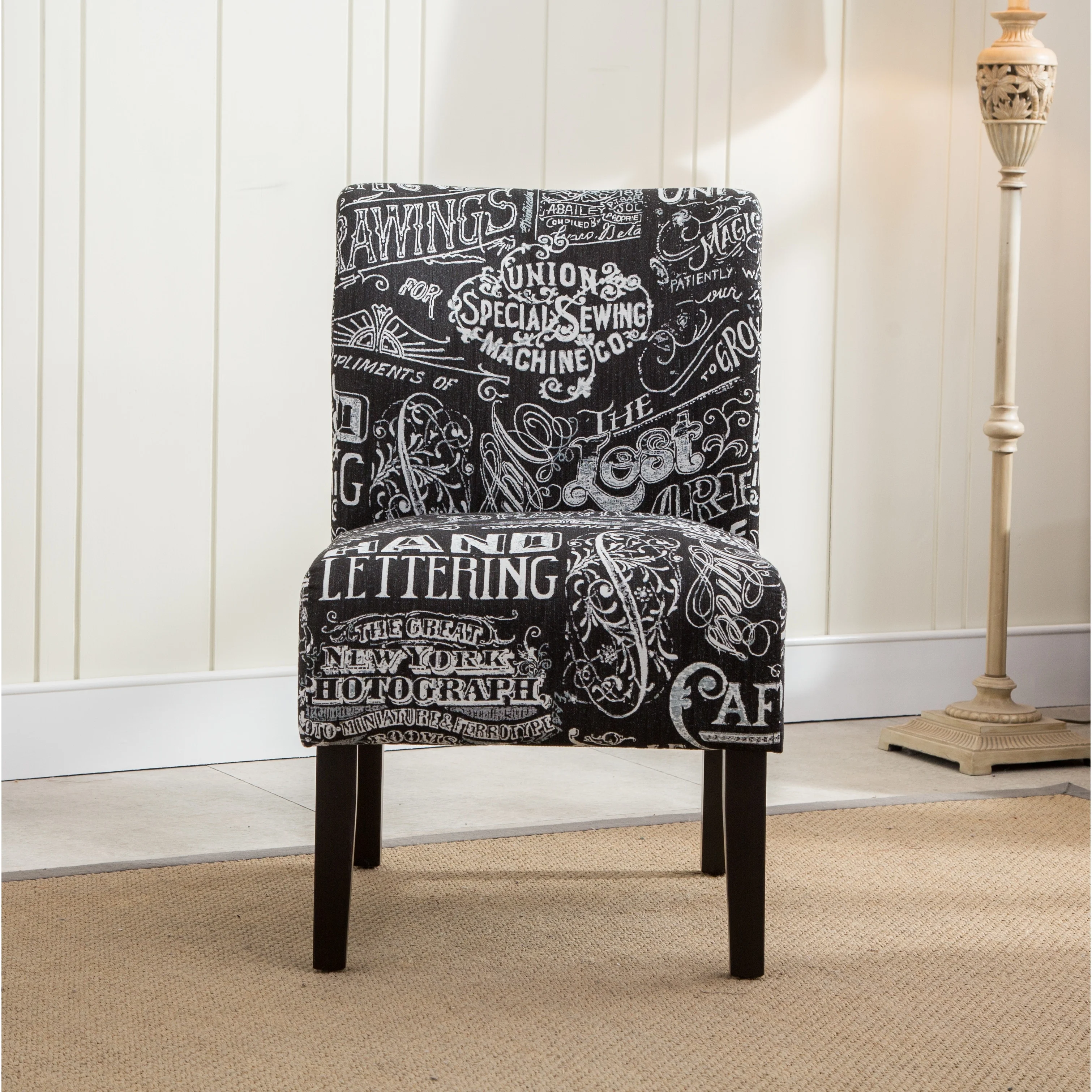 The Curated Nomad  Pavilion Upholstered Armless Accent Slipper Chair Natural Floral