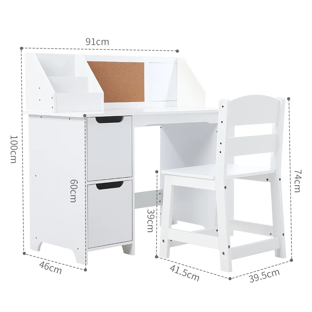 Joyspirit Kids Writing Desk with Chair Set, White