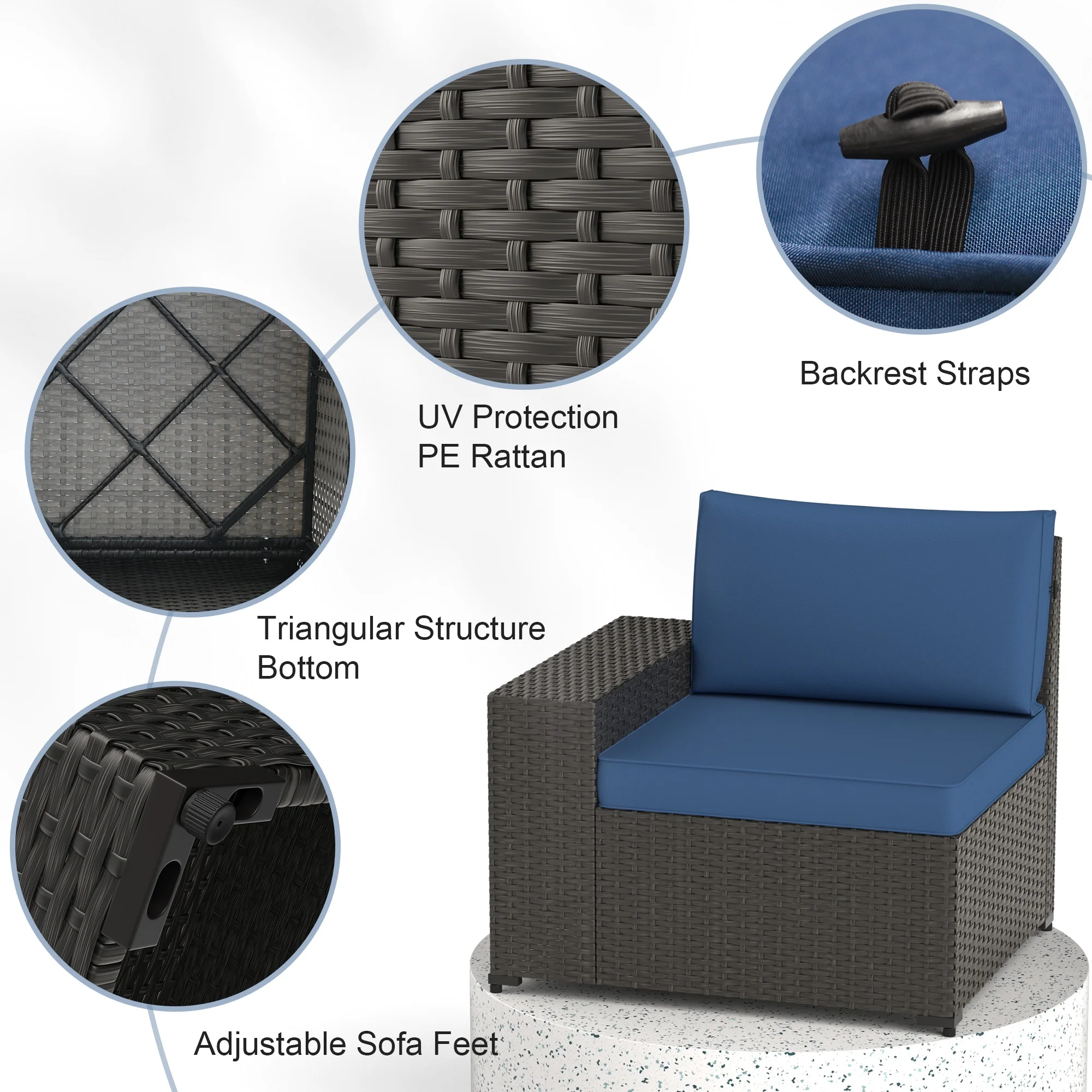 8 Piece Patio Furniture Set with 42
