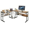 Gymax L-Shaped Computer Desk Drafting Table Workstation w/ Tiltable Tabletop Natural