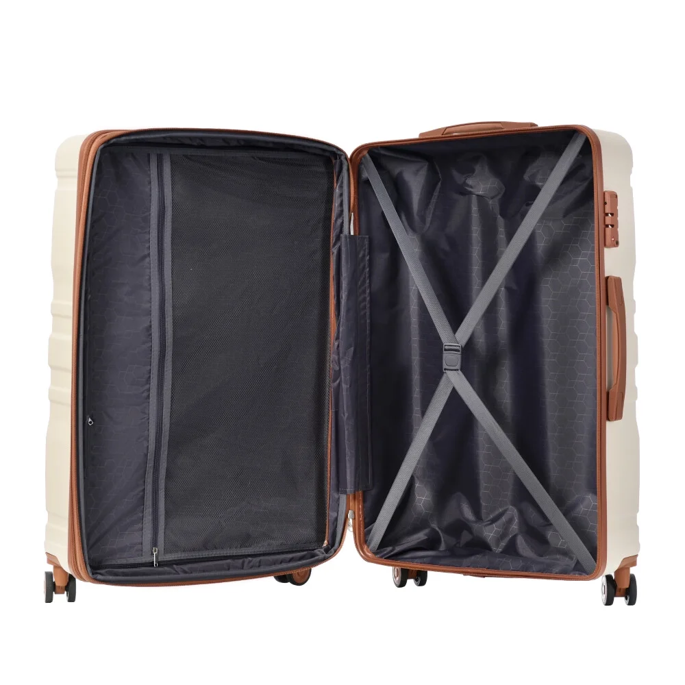 Luggage Sets New Model Expandable ABS Hardshell 3pcs Clearance Luggage Hardside Lightweight Durable Suitcase sets Spinner Wheels Suitcase with TSA Lock 20''24''28''(blue and brown)