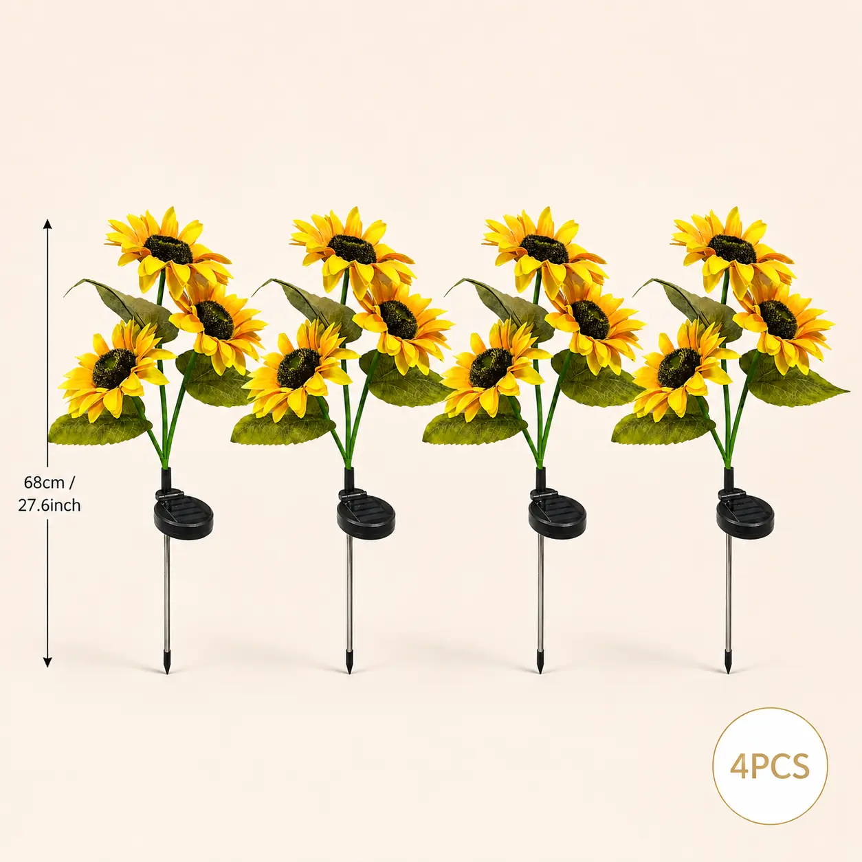 Solar Powered LED Sunflower Garden Lights Set of 2/4/6 Pieces Realistic Nighttime Glow for Yard Lawn Patio Porch Waterproof IP65 Energy Efficient Outdoor Lighting Durable Plastic Flowers All Weather Protection