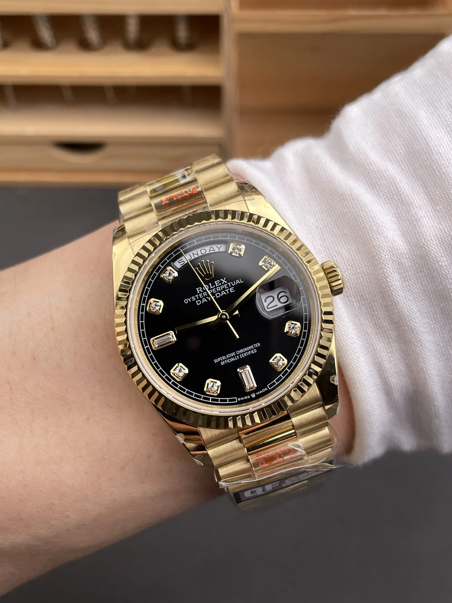 Rolex Day-Date Black Baguette Diamond 36mm