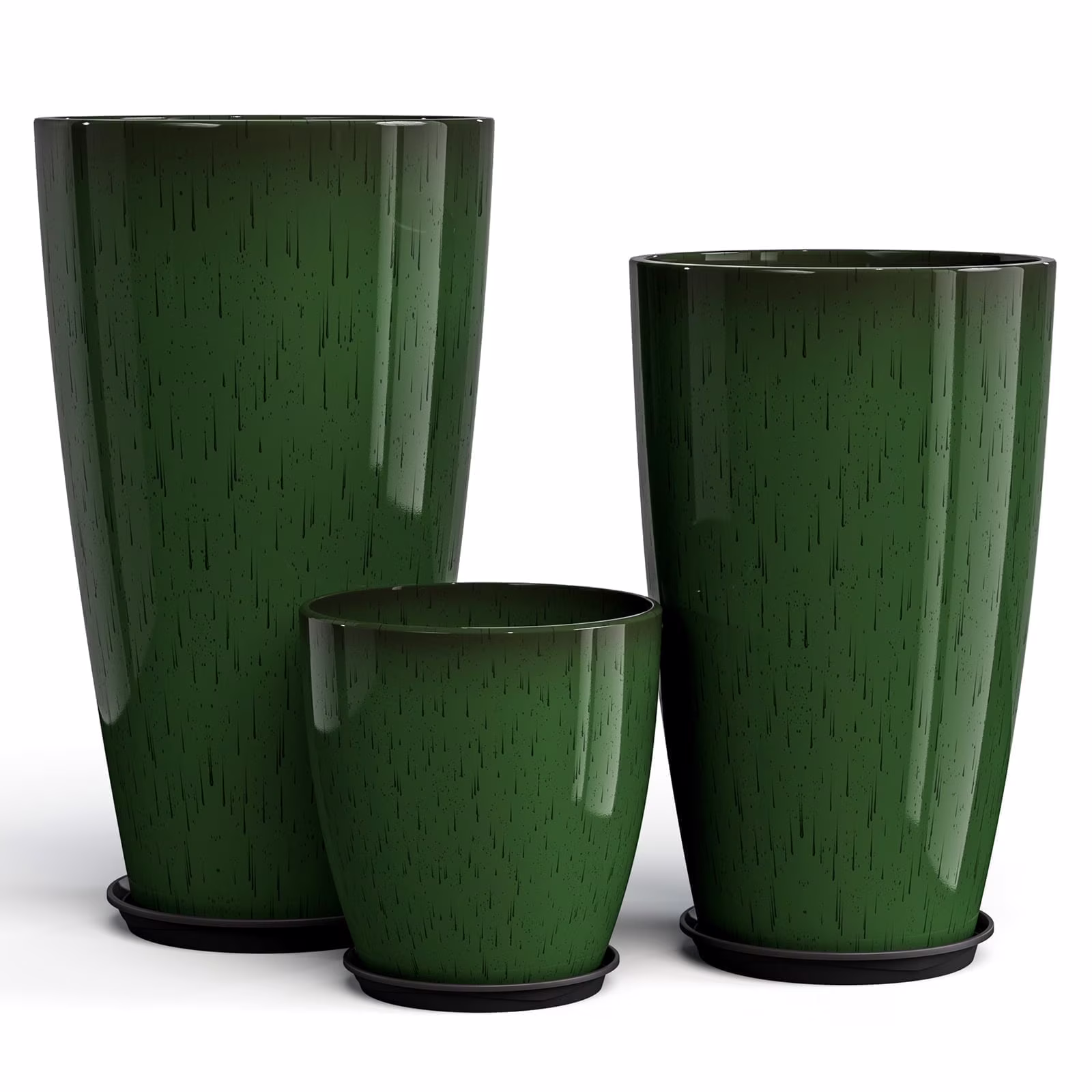 24,21,10 inch Large Planter for Indoor & Outdoor Plants, Set of 3, Sturdy Plant Flower Pots Modern Decor for Front Porch Patio,Blue