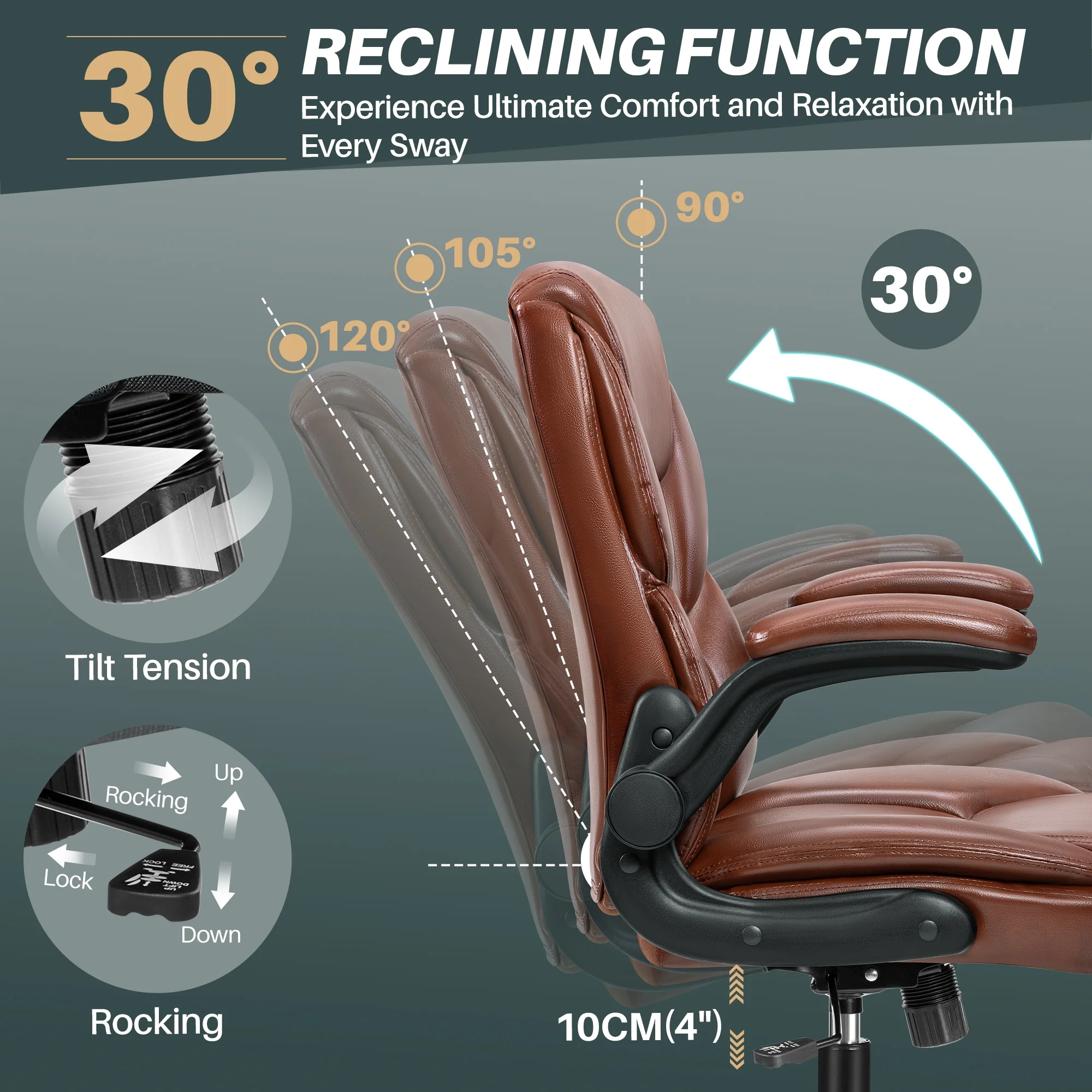 COOLHUT Leather Office Chair, Big and Tall Office Chair 400LBS Wide Seat Ergonomic Computer Desk Chair High Back Executive Leather Chair Adjustable Task Chair Lumbar Back with 8-Year Warranty, Black